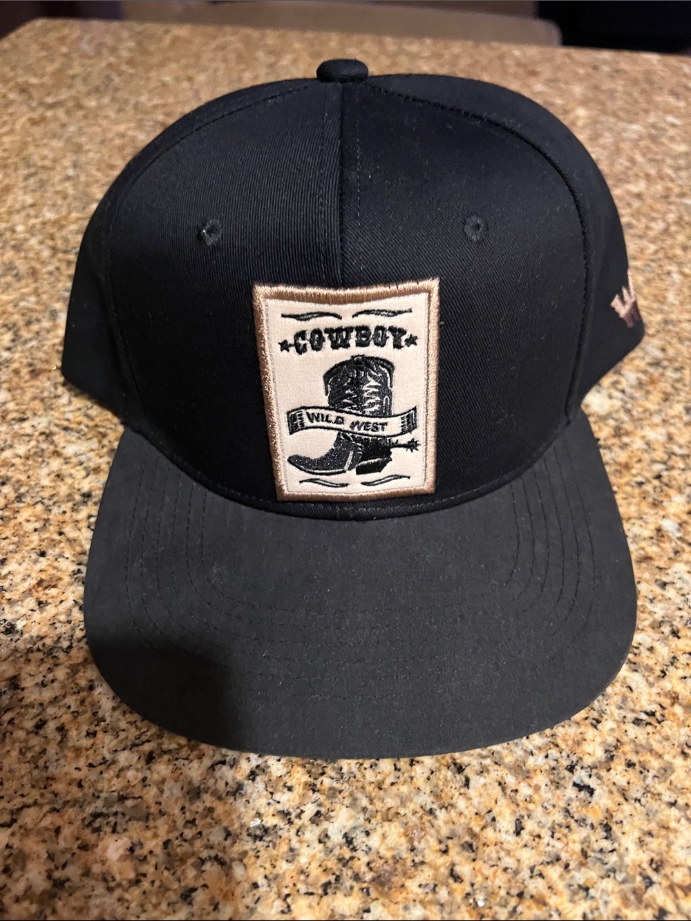 Cowboy Wild West Patch Black Snapback Hat